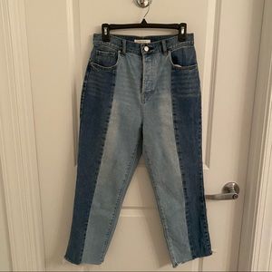 Multi-colored denim straight leg jeans